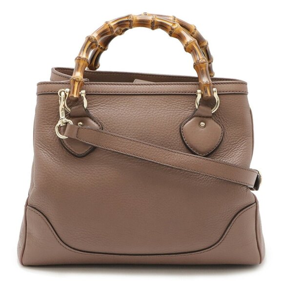 GUCCI Pink Leather Bamboo Shoulder Bag - Picture 2 of 10